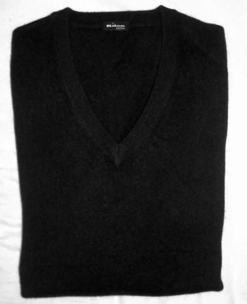 KITON Napoli Sweater Black 100 Cashmere Size 38 R 48 Euro Size New