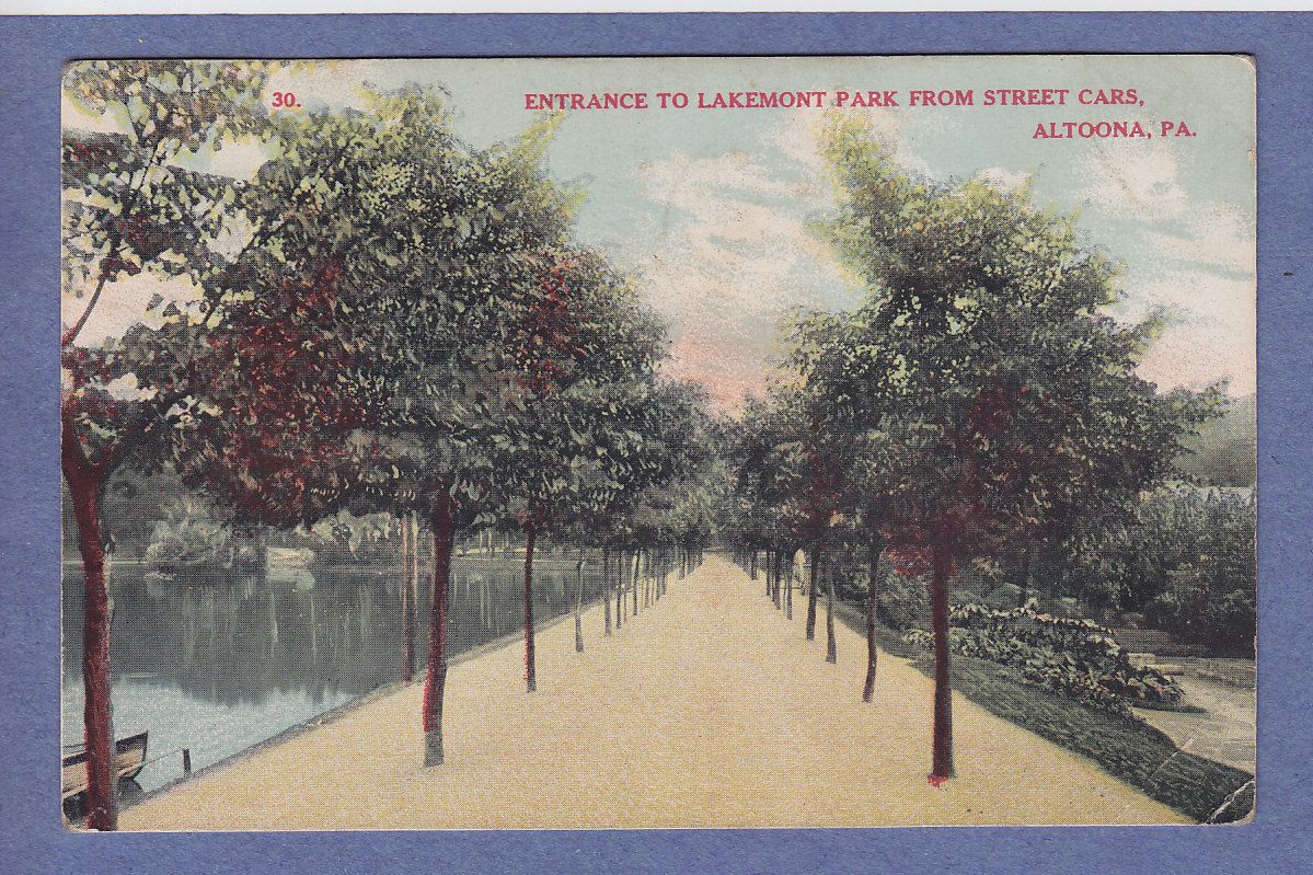 Altoona PA Vintage PC Entrance to Lakemont Park from Street Cars 1908