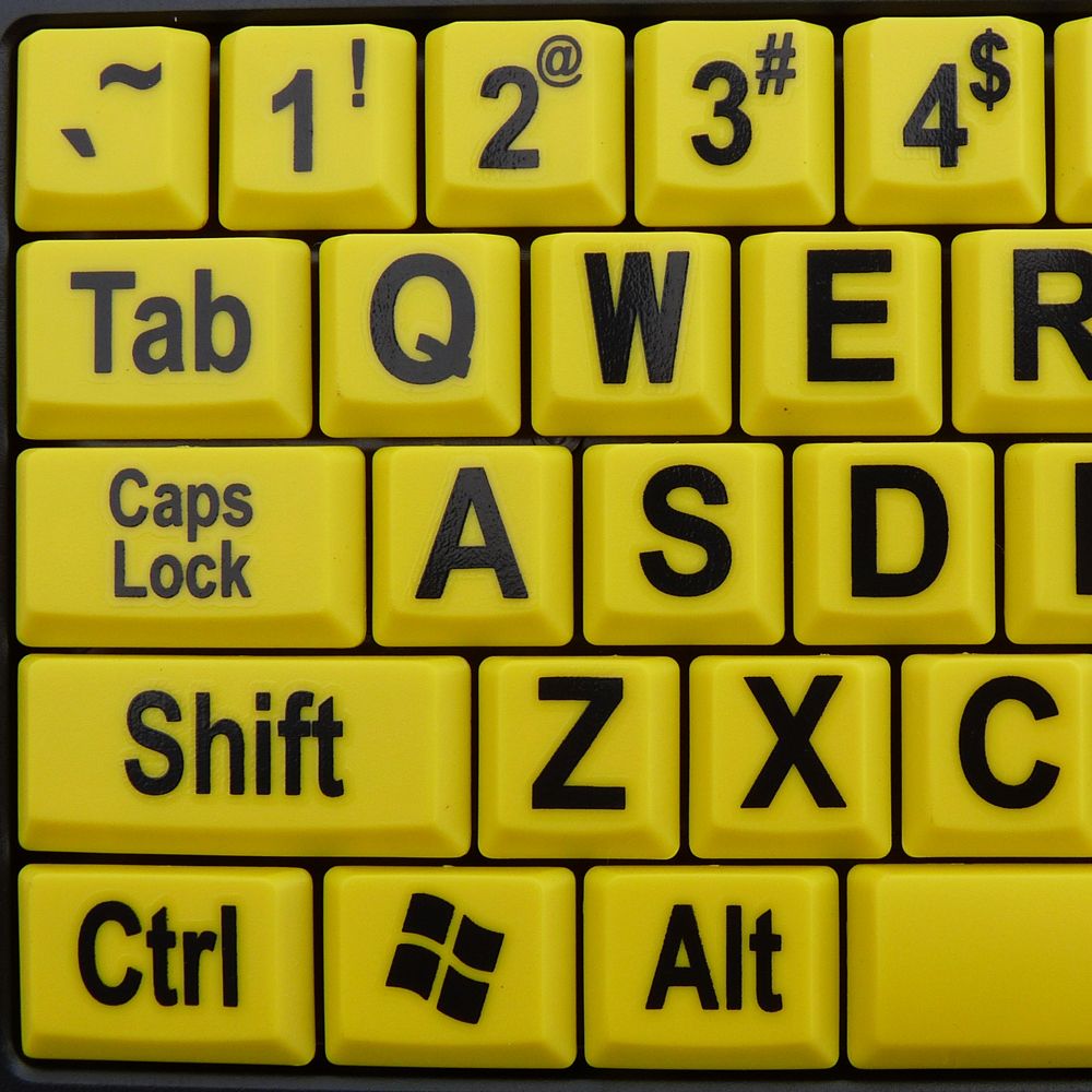 Ezsee Big Font Large Print USB Yellow Key Keyboard for Windows 7
