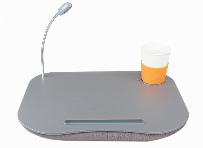 New Portable Laptop Lap Desk W Led Light Drink Holder Foam Cushion
