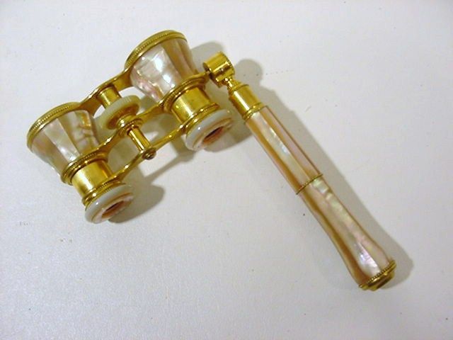 Atq Lemaire Paris France Mother of Pearl Opera Glasses Gilded