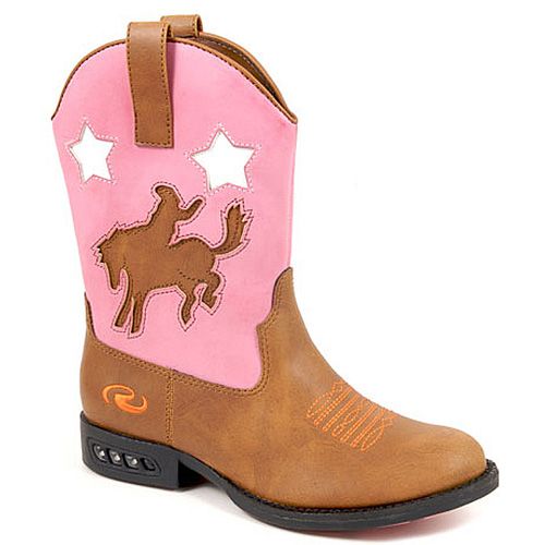 Roper Girls Pink Light Up Heel Cowboy Boots Toddler 8