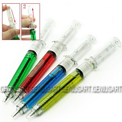 Pcs Syringe Needle Novelty Ballpoint Pen Stationery Ink Black