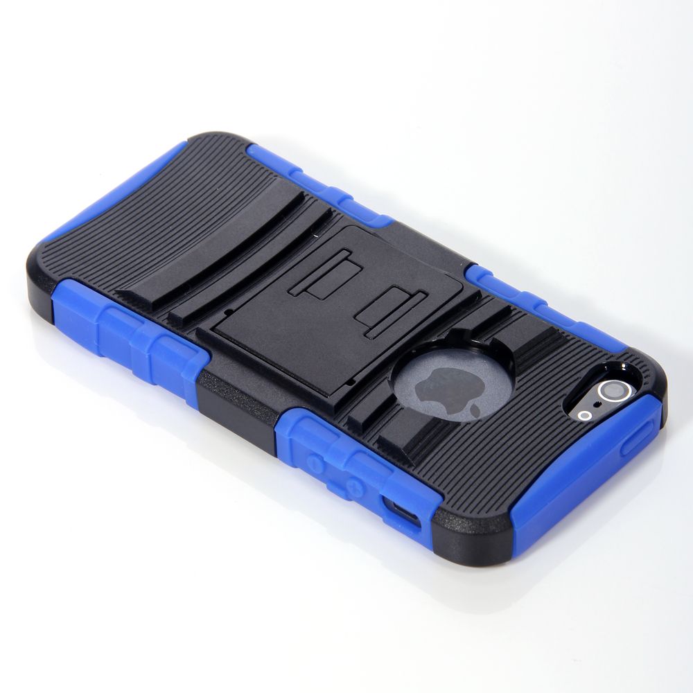 For iPhone 5 Rigid Hard Case Cover Stand Holster Accessory Blue