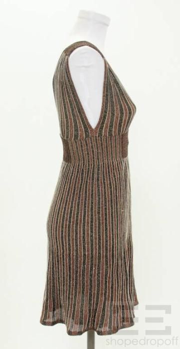 Missoni Brown Black Shimmer Knit Sleeveless Mini Dress Size 40