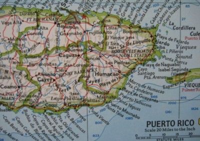 1962 Map West Indies Puerto Rico Cuba Jamaica Trinidad Aruba Nevis