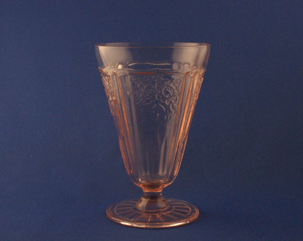 Vintage Hocking Glass Company Pink Mayfair Open Rose Footed Water
