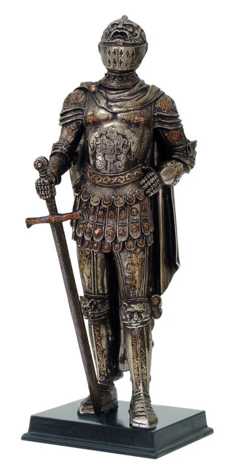 Large 12 Medieval Knight Statue Figurine Caped General Commander Suit