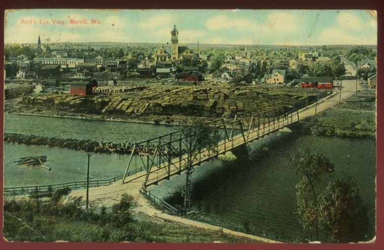 Birds Eye View Merrill Wi Wisconsin Postcard 1910