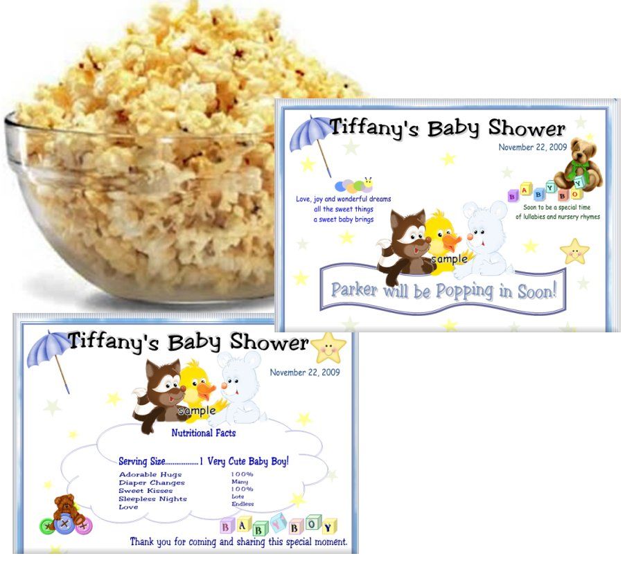 30 baby shower microwave popcorn wrappers