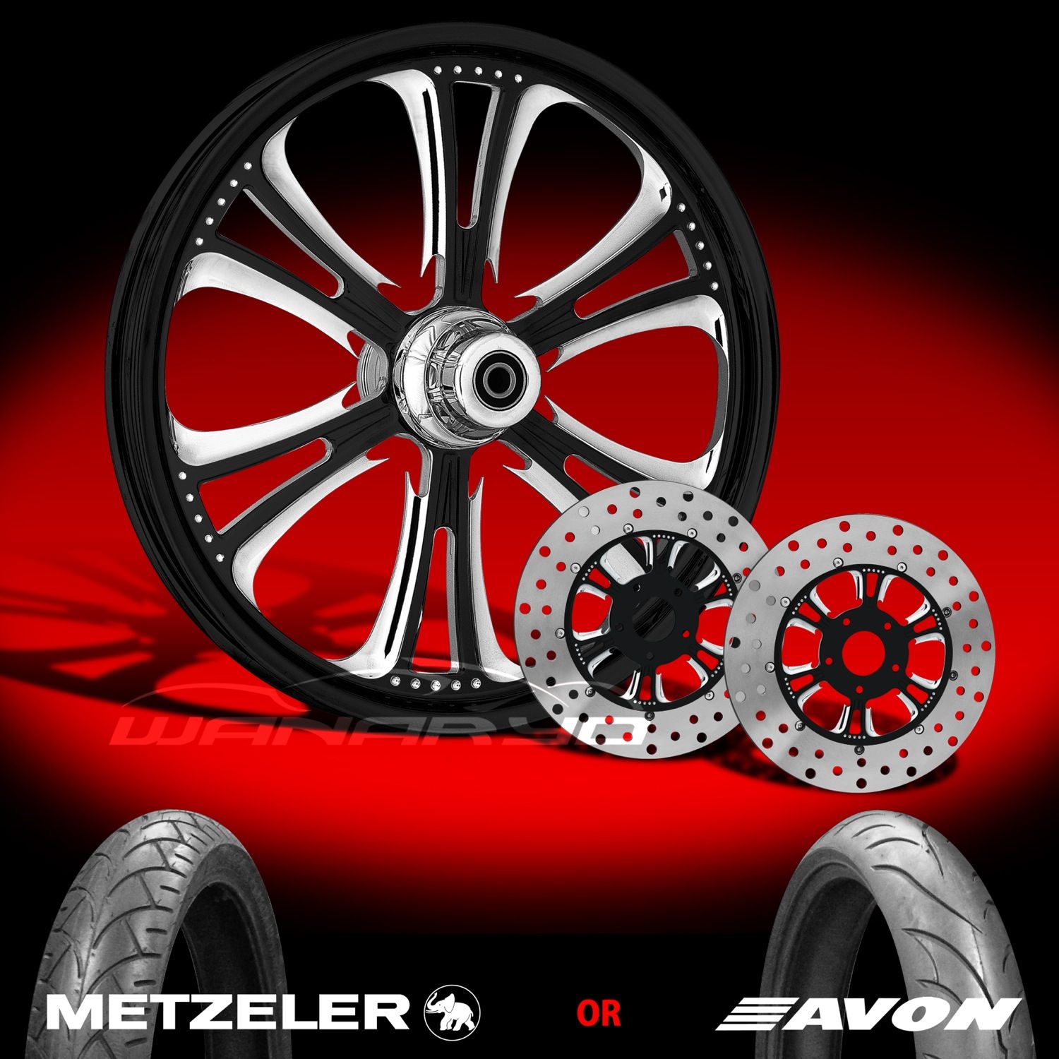 Czar Eclipse 21 Front Wheel, Tire & Dual Rotors for 2000 13 Harley
