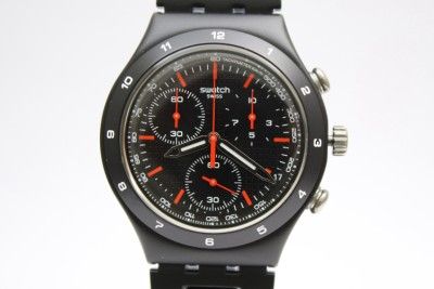 New Swatch Men Irony Chrono Black Coat Aluminum Band Watch Date 40mm