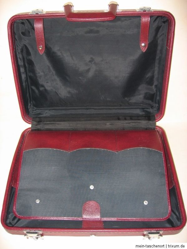 Aktentasche Vintage 70er Leder Optik Bordeaux Koffer onhe Schlüssel