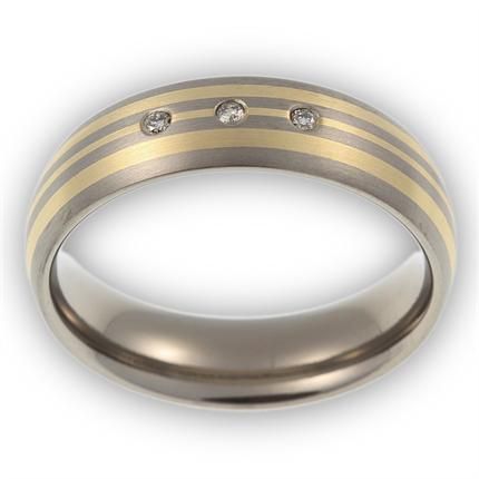 LUXUS Brillant Ring Titan/585 Gold mit 0,045ct Diamanten besetzt TT037