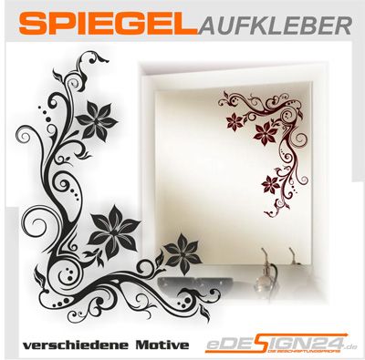 E59 Spiegel Blume Blüte Ranke Sticker Aufkleber Dekor