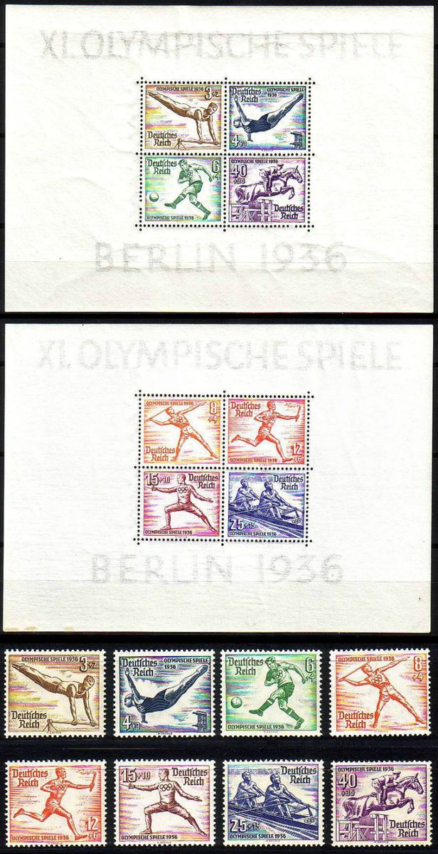 Deutsches Reich Olympiade 1936 Berlin 609 616, Block 5 / 6 postf