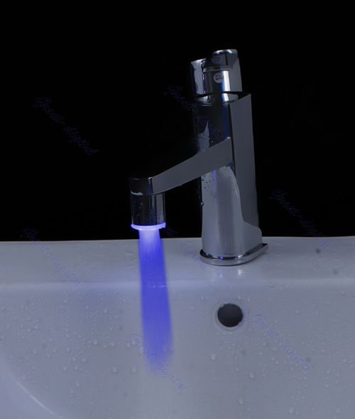 Color LED Filter Glow Bathroom Sink Basin Faucet Temperature Sensor