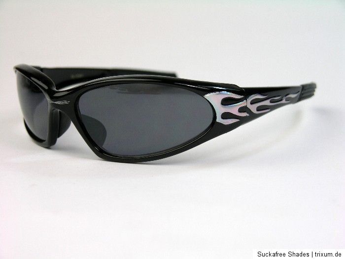 Biker Sonnenbrille Motorradbrille schwarz Flammen Design NEU XFL